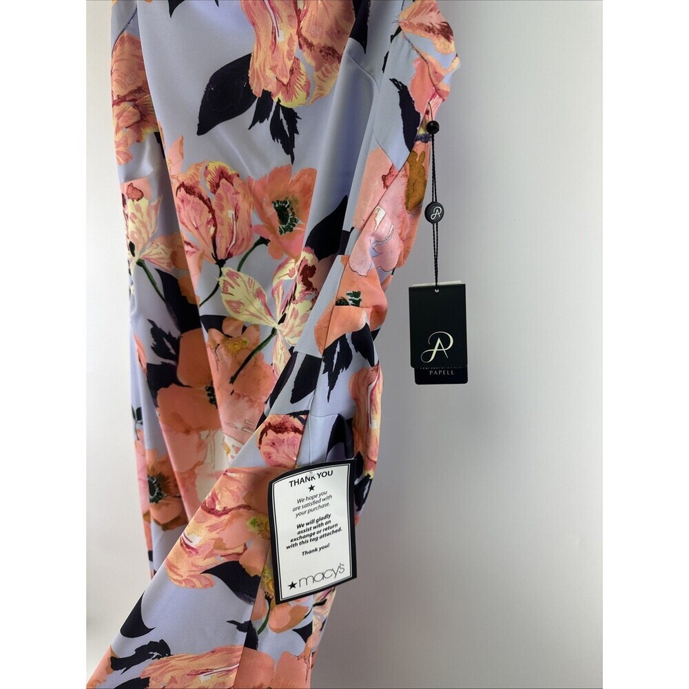 Adrianna‎ Papell Dress Maxi Mermaid Opal Coral Print Crepe Gown Tags Womens 14 - Picture 6 of 16